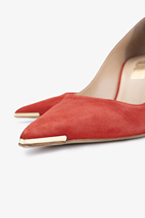 Valmenti Kastin Kadın Kırmızı Süet Hakiki Deri Topuklu Ayakkabı 613 27695 BN AYK Y24
