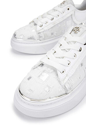 Tamer Tanca Kadın Tekstil Beyaz/Lame Sneakers & Spor Ayakkabı 804 302 BN AYK Y24 BEYAZ/LAME