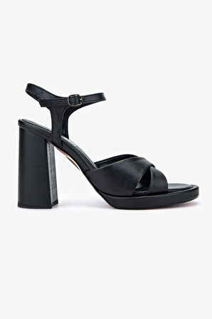 Valmenti Bezza Kadın Siyah Hakiki Deri Topuklu Sandalet 312 531 BN SNDLT Y24