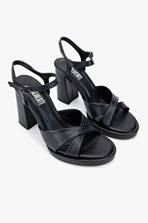 Valmenti Bezza Kadın Siyah Hakiki Deri Topuklu Sandalet 312 531 BN SNDLT Y24