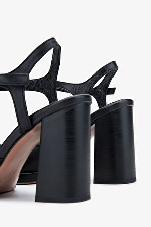 Valmenti Bezza Kadın Siyah Hakiki Deri Topuklu Sandalet 312 531 BN SNDLT Y24