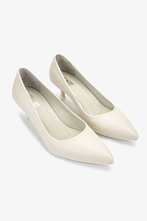 Valmenti Rinna Kadın Bej Hakiki Deri Topuklu Ayakkabı 312 9001 BN AYK Y24