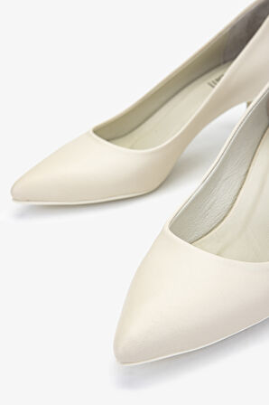 Valmenti Rinna Kadın Bej Hakiki Deri Topuklu Ayakkabı 312 9001 BN AYK Y24