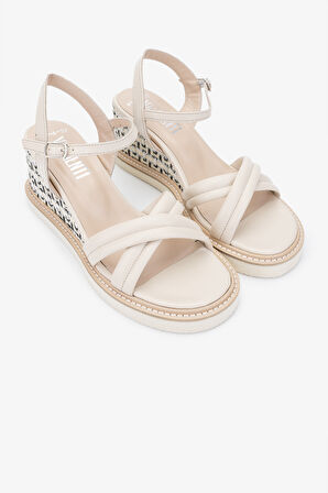 Valmenti Ottonya Kadın Bej Hakiki Deri Sandalet 51 999-6 BN SNDLT Y24