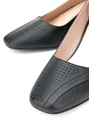 Tamer Tanca Kadın Hakiki Deri Siyah Deri Topuklu Ayakkabı 923 046 BN AYK Y24 SIYAH DR