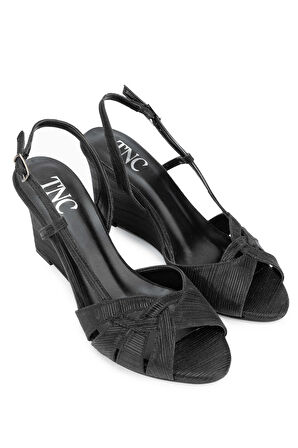 Tamer Tanca Kadın Vegan Siyah Topuklu Sandalet 292 4628 BN SNDLT Y24 SIYAH CZG SML