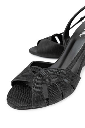 Tamer Tanca Kadın Vegan Siyah Topuklu Sandalet 292 4628 BN SNDLT Y24 SIYAH CZG SML