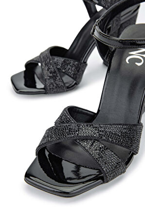 Tamer Tanca Kadın Vegan Siyah Topuklu Sandalet 292 1975-1 BN SNDLT Y24 SIYAH