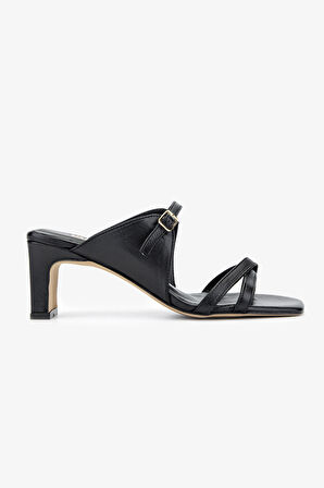 Valmenti Naomi Kadın Siyah Hakiki Deri Terlik 1029 3007 BN TRLK Y24