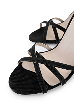 Tamer Tanca Kadın Vegan Siyah Topuklu Sandalet 1027 525 BN SNDLT Y24 SIYAH SIM