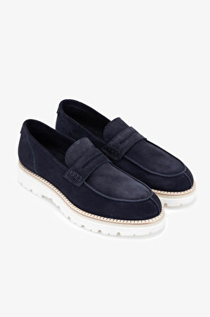 Franceschetti Erkek Hakiki Deri Mavi Loafer Ayakkabı 981 0128035 ERK AYK Y24 BLU