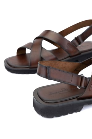 Sandals Factory Erkek Hakiki Deri Kahverengi Düz Sandalet 741 M7926 ERK SNDLT Y24 BROWN