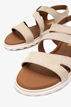 Valmenti Cize Kadın Bej Süet Hakiki Deri Sandalet 1031 167 BN SNDLT Y24