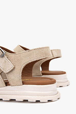 Valmenti Cize Kadın Bej Süet Hakiki Deri Sandalet 1031 167 BN SNDLT Y24