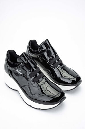 Tamer Tanca Kadın Hakiki Deri Siyah Rugan Sneakers & Spor Ayakkabı 936 62176 BN AYK Y24 SIYAH RGN