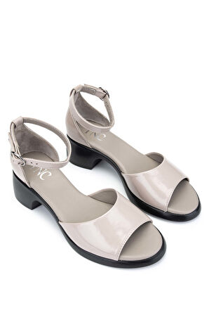 Tamer Tanca Kadın Hakiki Deri Vizon Rugan Topuklu Sandalet 775 4657 BN SNDLT Y24 VIZON KRSK RGN