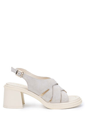 Tamer Tanca Kadın Hakiki Deri Bej Süet Topuklu Sandalet 775 3590 BN SNDLT Y24 BEJ SUET