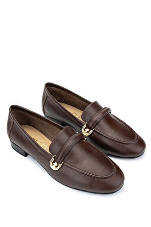 Tamer Tanca Kadın Hakiki Deri Kahverengi Loafer Ayakkabı 775 5406 BN AYK Y24 KAHVE DR
