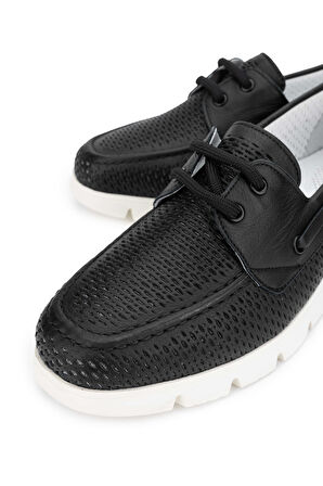 Tamer Tanca Kadın Deri Hasır Siyah Deri Casual Ayakkabı 775 3108 BN AYK Y24 SIYAH DR