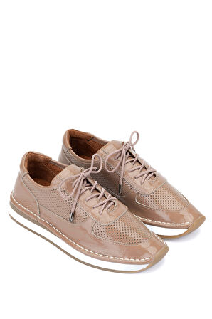 Tamer Tanca Kadın Deri Hasır Vizon Rugan Sneakers & Spor Ayakkabı 775 25503 BN AYK Y24 VIZON KRSK RGN