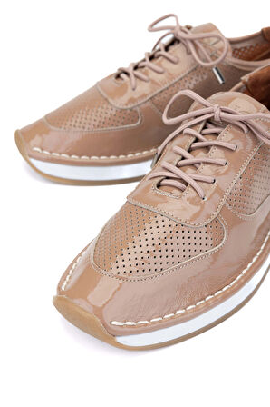 Tamer Tanca Kadın Deri Hasır Vizon Rugan Sneakers & Spor Ayakkabı 775 25503 BN AYK Y24 VIZON KRSK RGN