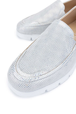 Tamer Tanca Kadın Hakiki Deri Gümüş Metalik Casual Ayakkabı 775 347 425 BN AYK Y24 GUMUS MTLK