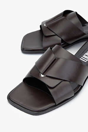 Valmenti Zuky Kadın Kahverengi Hakiki Deri Terlik 775 3659 BN TRLK Y24