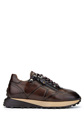 Tamer Tanca Erkek Hakiki Deri Kahverengi Sneakers & Spor Ayakkabı 383 5454 ERK AYK Y23 KAHVE/SILVER