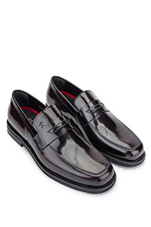 Tamer Tanca Erkek Hakiki Deri Bordo Loafer Ayakkabı 183 29901 ERK AYK Y24 BORDO ACMA