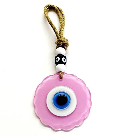 Papatya Şekilli Pembe Renk El Yapımı Cam Duvar Süsü Hediyelik Dekor
