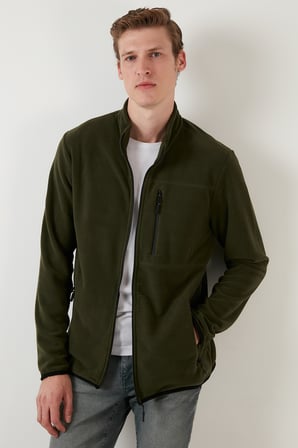 Buratti Slim Fit Fermuarlı Cepli Dik Yaka Soğuk Geçirmez Polar Hırka Erkek HIRKA 5906028