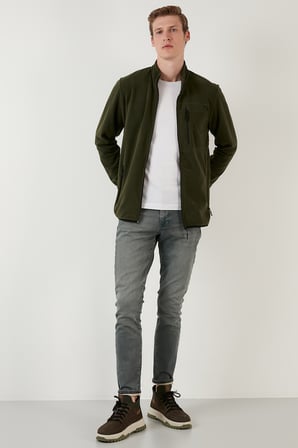 Buratti Slim Fit Fermuarlı Cepli Dik Yaka Soğuk Geçirmez Polar Hırka Erkek HIRKA 5906028