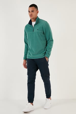 Buratti Slim Fit Anti-Pilling Tüylenme Yapmayan Bato Yaka Kışlık Şardonlu Polar Erkek POLAR 5906001
