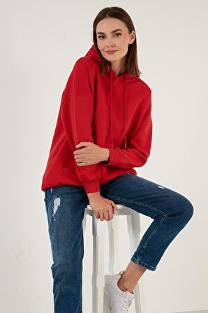 Lela Regular Fit Pamuklu Kapüşonlu Yaka Şardonlu Kışlık Sweat Bayan SWEAT 5863854