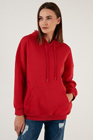 Lela Regular Fit Pamuklu Kapüşonlu Yaka Şardonlu Kışlık Sweat Bayan SWEAT 5863854