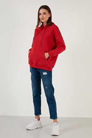 Lela Regular Fit Pamuklu Kapüşonlu Yaka Şardonlu Kışlık Sweat Bayan SWEAT 5863854