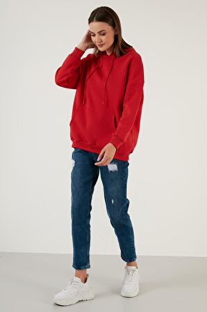 Lela Regular Fit Pamuklu Kapüşonlu Yaka Şardonlu Kışlık Sweat Bayan SWEAT 5863854