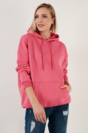 Lela Regular Fit Pamuklu Kapüşonlu Yaka Şardonlu Kışlık Sweat Bayan SWEAT 5863854