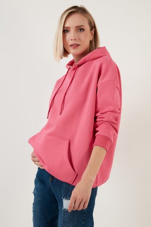 Lela Regular Fit Pamuklu Kapüşonlu Yaka Şardonlu Kışlık Sweat Kadın SWEAT 5863854