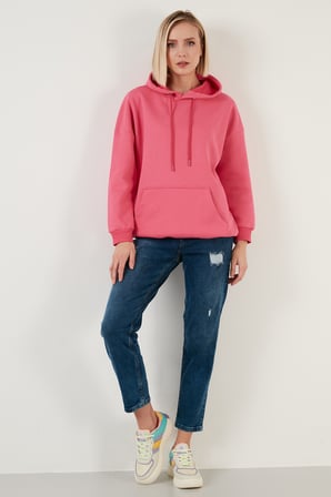 Lela Regular Fit Pamuklu Kapüşonlu Yaka Şardonlu Kışlık Sweat Kadın SWEAT 5863854