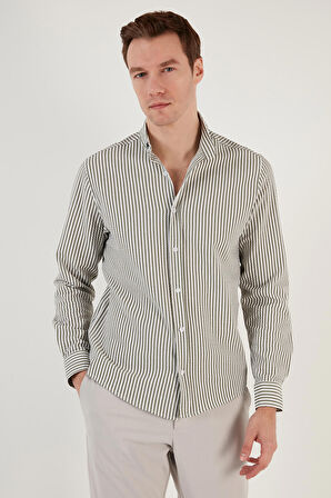 Buratti Pamuklu Çizgili Düğmeli Yaka Uzun Kollu Regular Fit Gömlek Erkek GÖMLEK CF23S112237