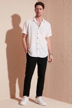 Buratti Pamuk Karışımlı Kısa Kollu Regular Fit Gömlek Erkek GÖMLEK CF23S113139