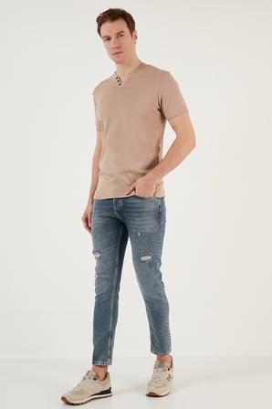 Buratti % 100 Pamuklu V Yaka Slim Fit T Shirt Erkek T SHİRT 5902122