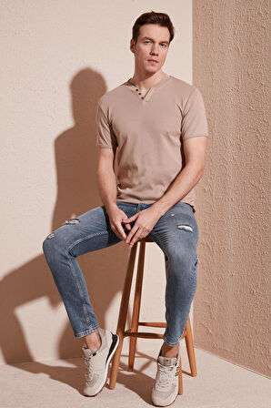 Buratti % 100 Pamuklu V Yaka Slim Fit T Shirt Erkek T SHİRT 5902122