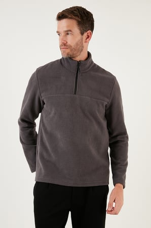 Buratti Slim Fit Yarım Fermuarlı Yumuşak Dokulu Şardonlu Kışlık Polar Erkek POLAR 59060011