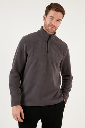 Buratti Slim Fit Yarım Fermuarlı Yumuşak Dokulu Şardonlu Kışlık Polar Erkek POLAR 59060011