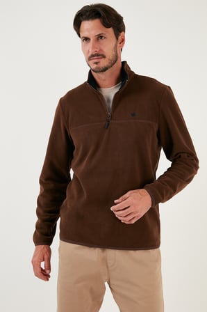 Buratti Slim Fit Anti-Pilling Tüylenme Yapmayan Bato Yaka Kışlık Şardonlu Polar Erkek POLAR 5906001