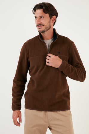 Buratti Slim Fit Anti-Pilling Tüylenme Yapmayan Bato Yaka Kışlık Şardonlu Polar Erkek POLAR 5906001