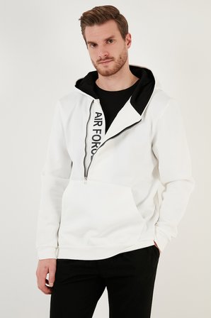 Buratti Pamuklu Slim Fit Kanguru Cepli Fermuar Detaylı Kapüşon Yaka Sweat Erkek SWEAT 575707