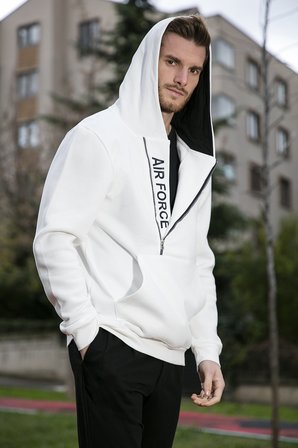 Buratti Pamuklu Slim Fit Kanguru Cepli Fermuar Detaylı Kapüşon Yaka Sweat Erkek SWEAT 575707